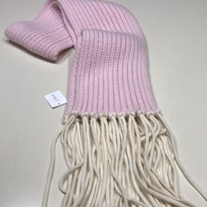 Womens JCREW Pink Scarf with Creme-Colored Fringes